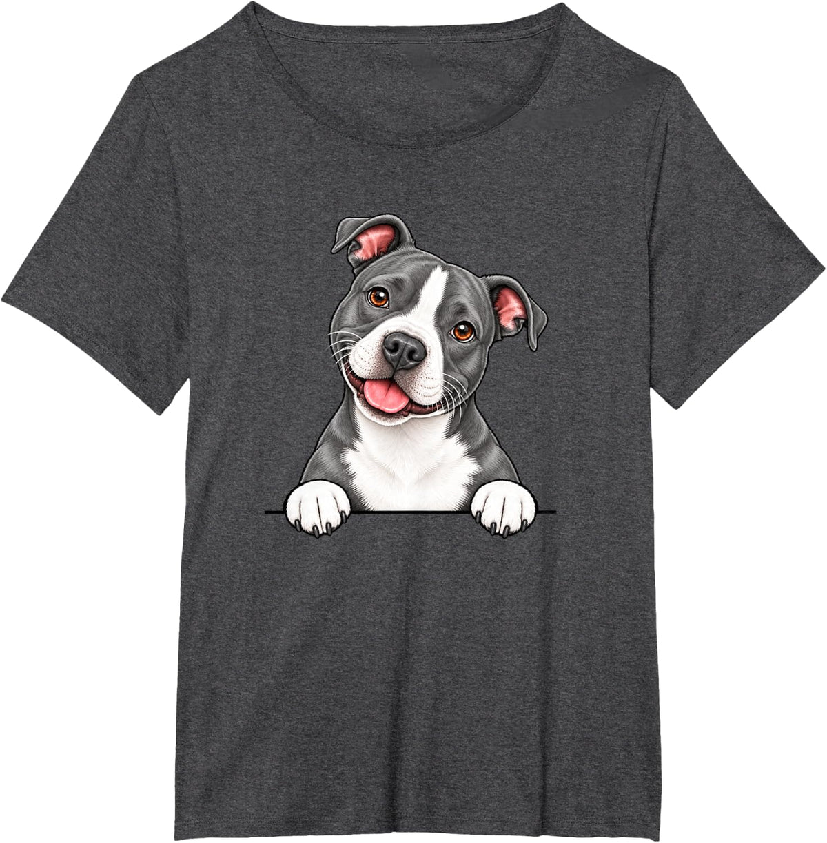 Womens Moms Pittie American Staffordshire Pit Bull Terrier T-Shirt - Dark Heather Grey