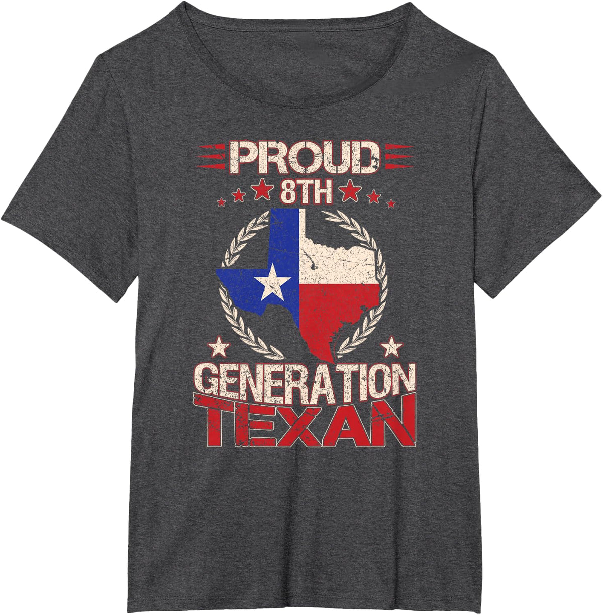 Texas Proud 8th Generation Texan Native Lone Star State T-Shirt - Dark Heather Grey