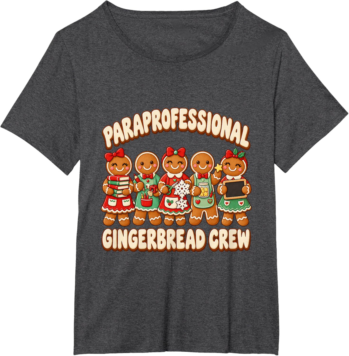 Christmas Paraprofessional Christmas Cartoon T-Shirt - Dark Heather Grey