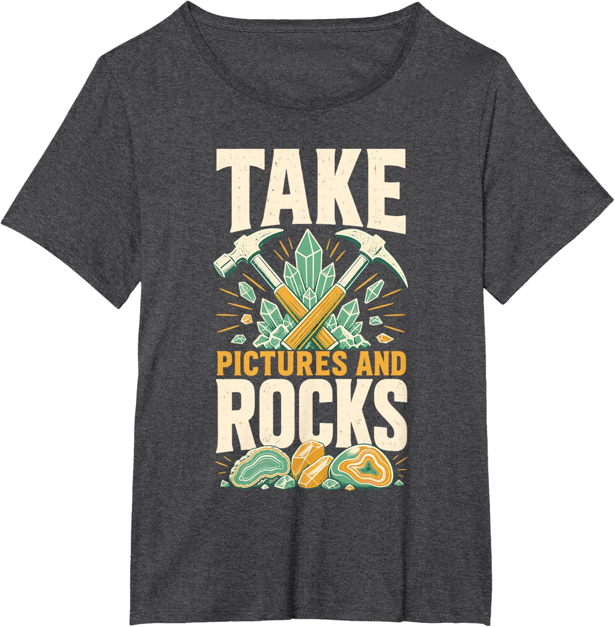 Take Pictures and Rocks Geology Hobby T-Shirt - Dark Heather Grey