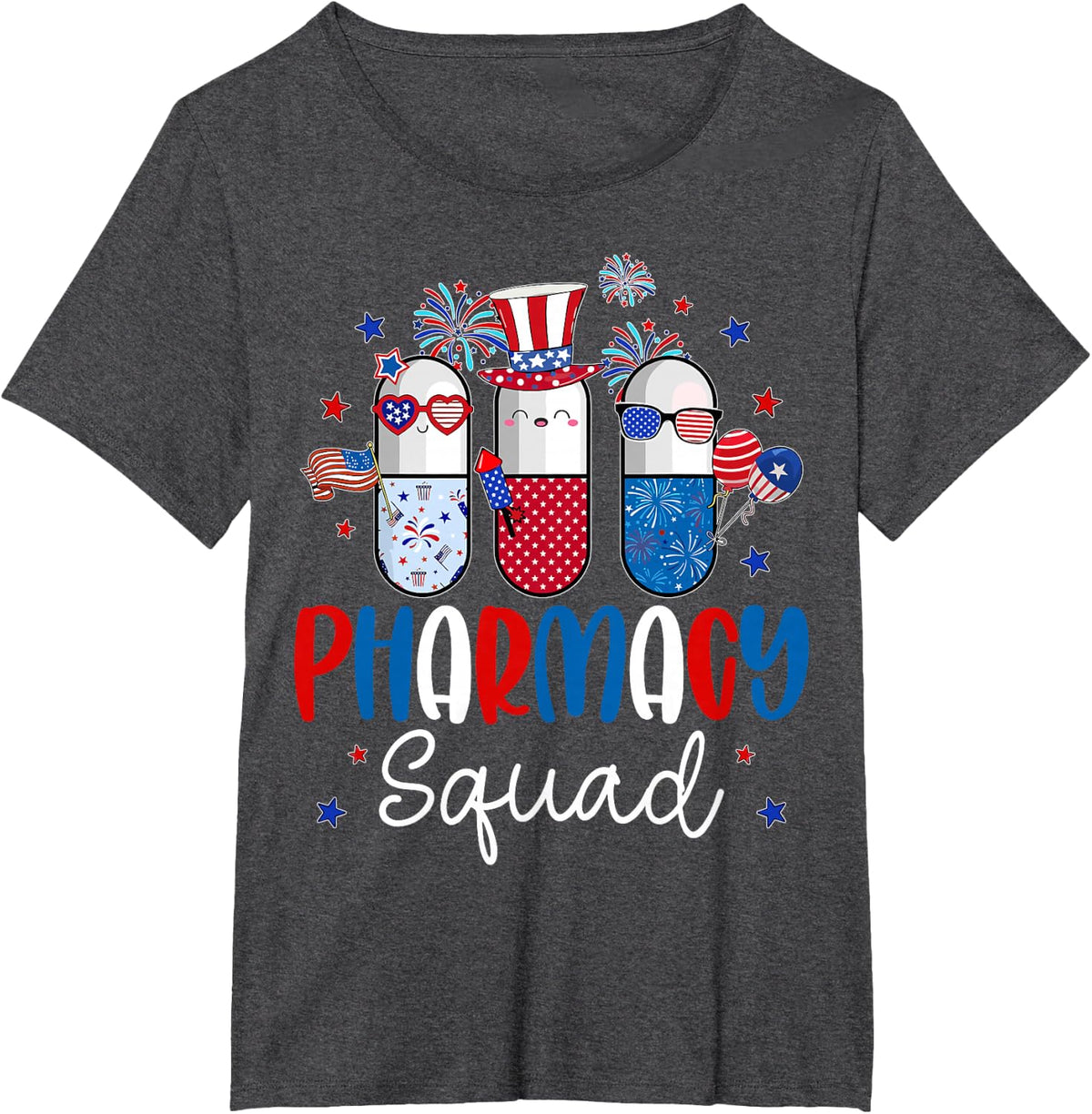 Pharmacy Squad - Funny Certified Pharmacist Easter Bunny T-Shirt - Dark Heather Grey