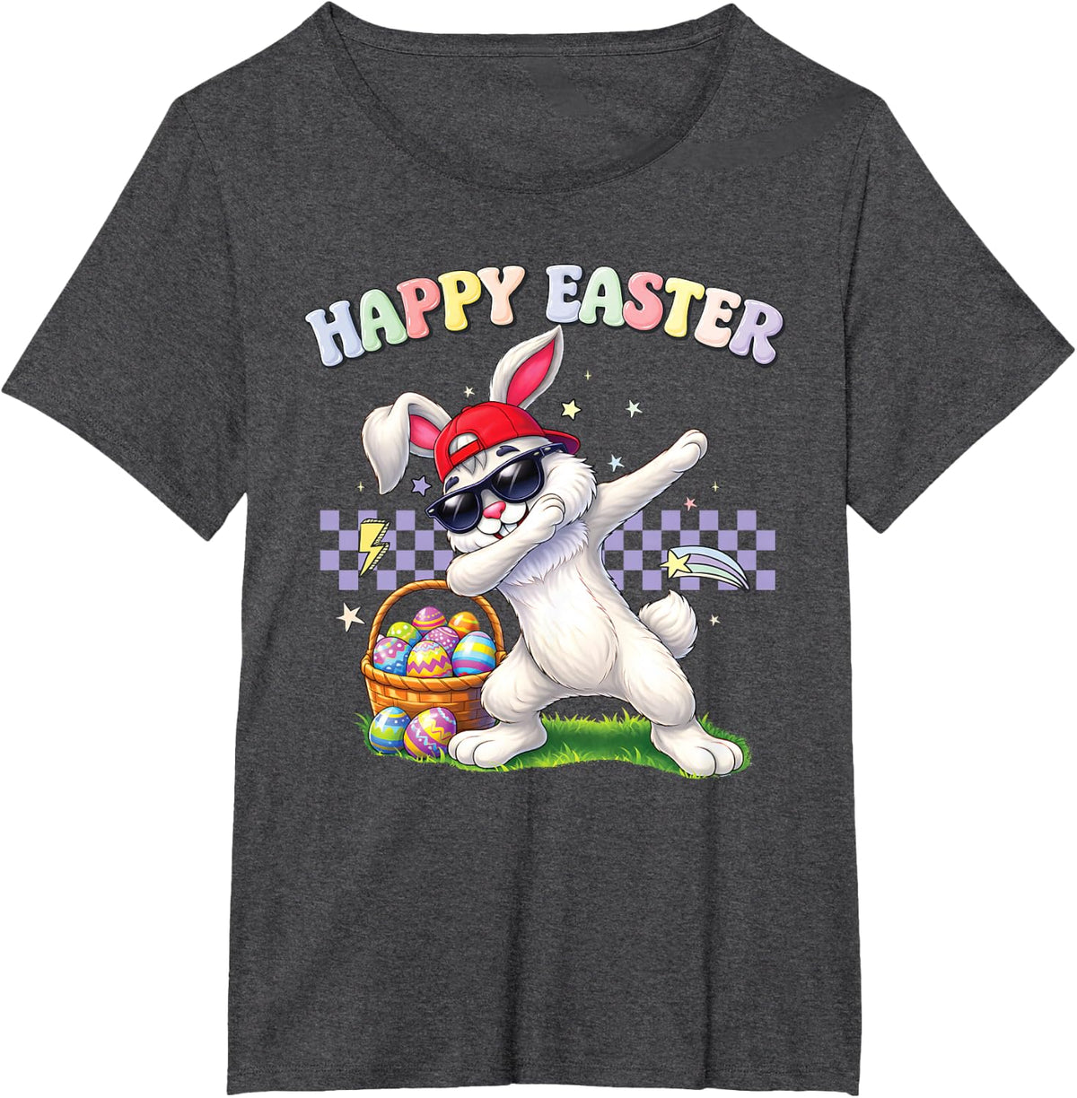 Dabbing Easter Bunny Rabbit Dab Dance Eggs Kids Boys Girls T-Shirt - Dark Heather Grey