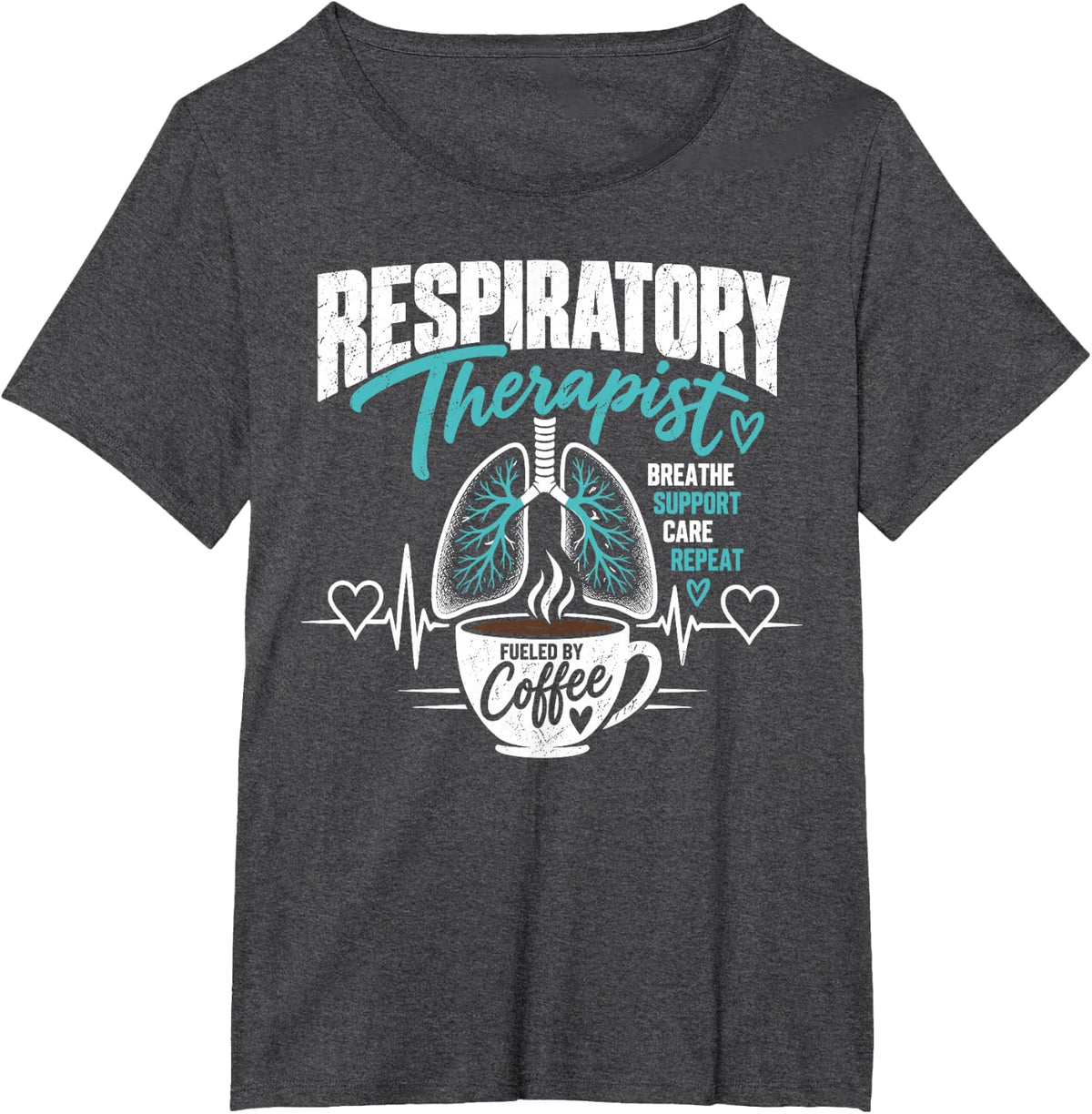 Respiratory Therapist Breathe Support Care T-Shirt - Dark Heather Grey