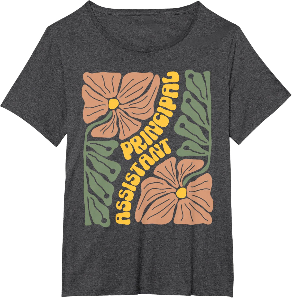 Boho Floral Assistant Principal Teacher School Worker Job T-Shirt - Dark Heather Grey