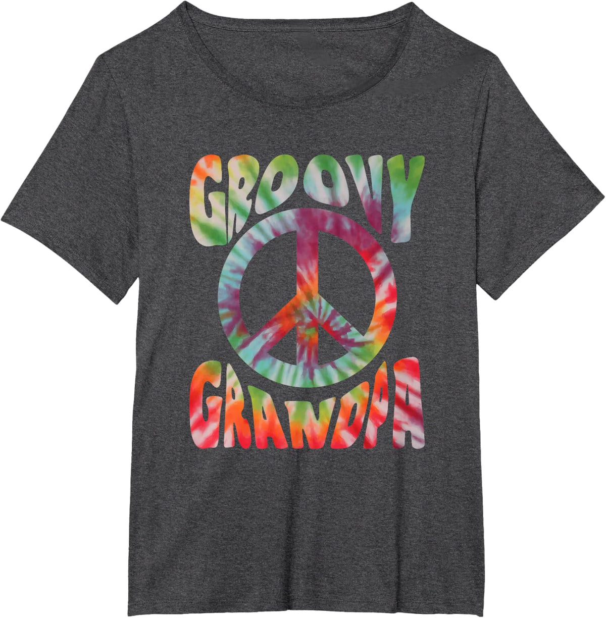 Groovy Hippie Tie Dye Vintage Peace Sign Groovy Grandpa T-Shirt - Dark Heather Grey