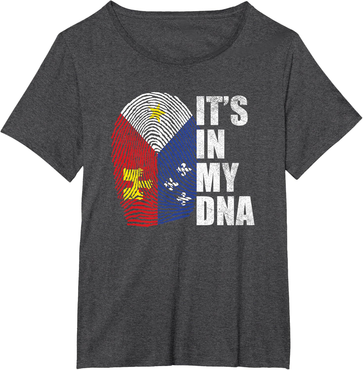 Louisiana Cajun French Acadiana Flag It’s In My DNA T-Shirt - Dark Heather Grey