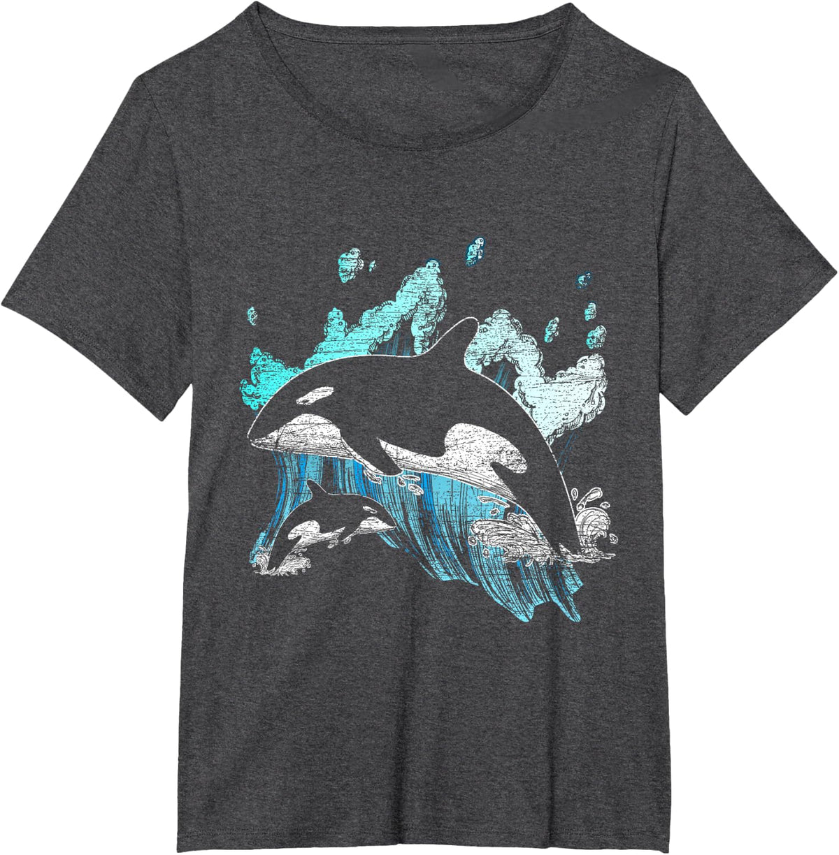 Killer Whale Ocean Swim Cool Animal Creature Orca T-Shirt - Dark Heather Grey