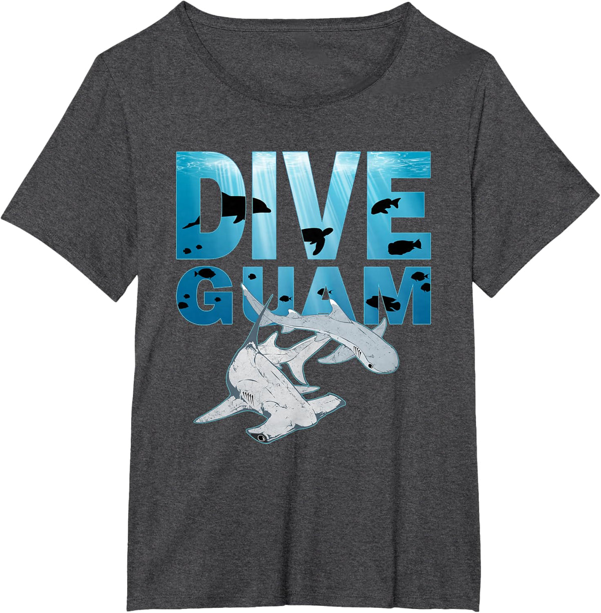 Dive Guam Hammerhead Shark T-Shirt - Dark Heather Grey