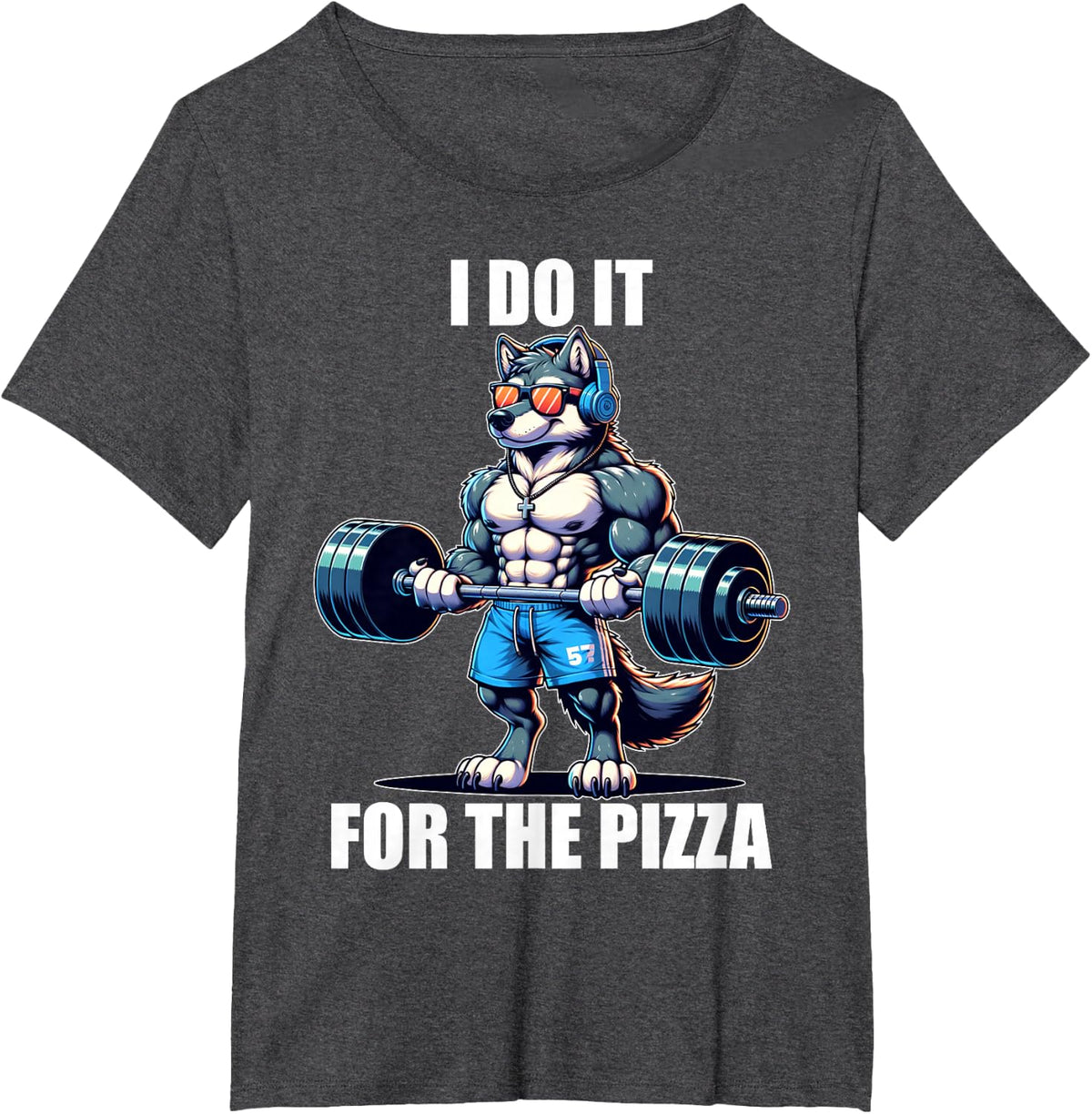Wolf Funny Gym Weightlifting Bodybuilder Fitness Workout T-Shirt, Small, Black - Dark Heather Grey