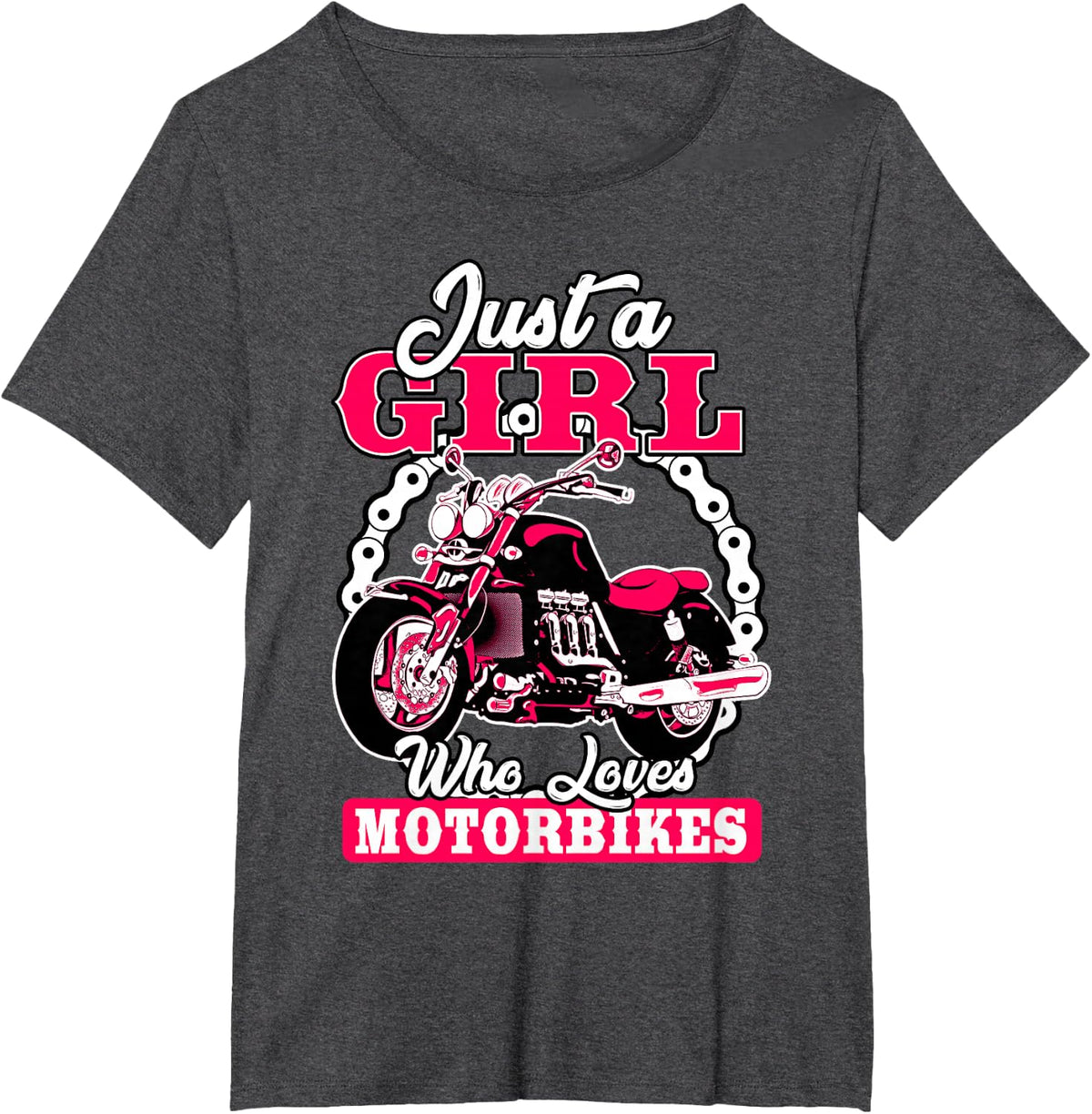 Just A Girl Who Loves Motorbikes Quote for Women Motorcycle T-Shirt Small - Dark Heather Grey