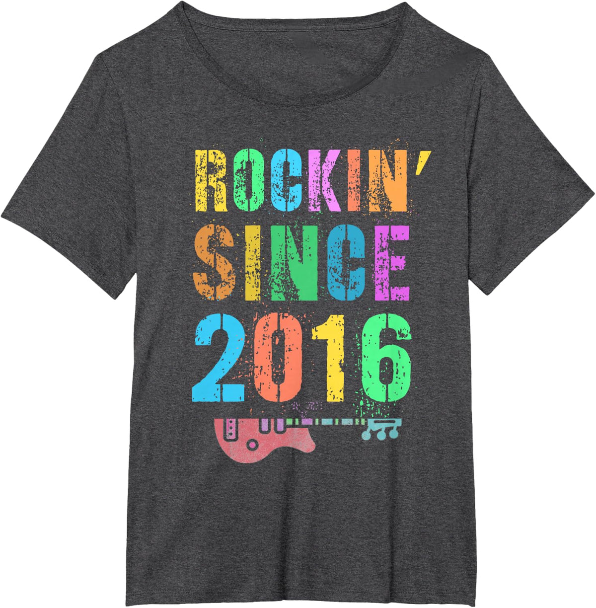 ROCKIN' SINCE 2016 Vintage Rockstar 10th Birthday Boy Girl T-Shirt - Dark Heather Grey