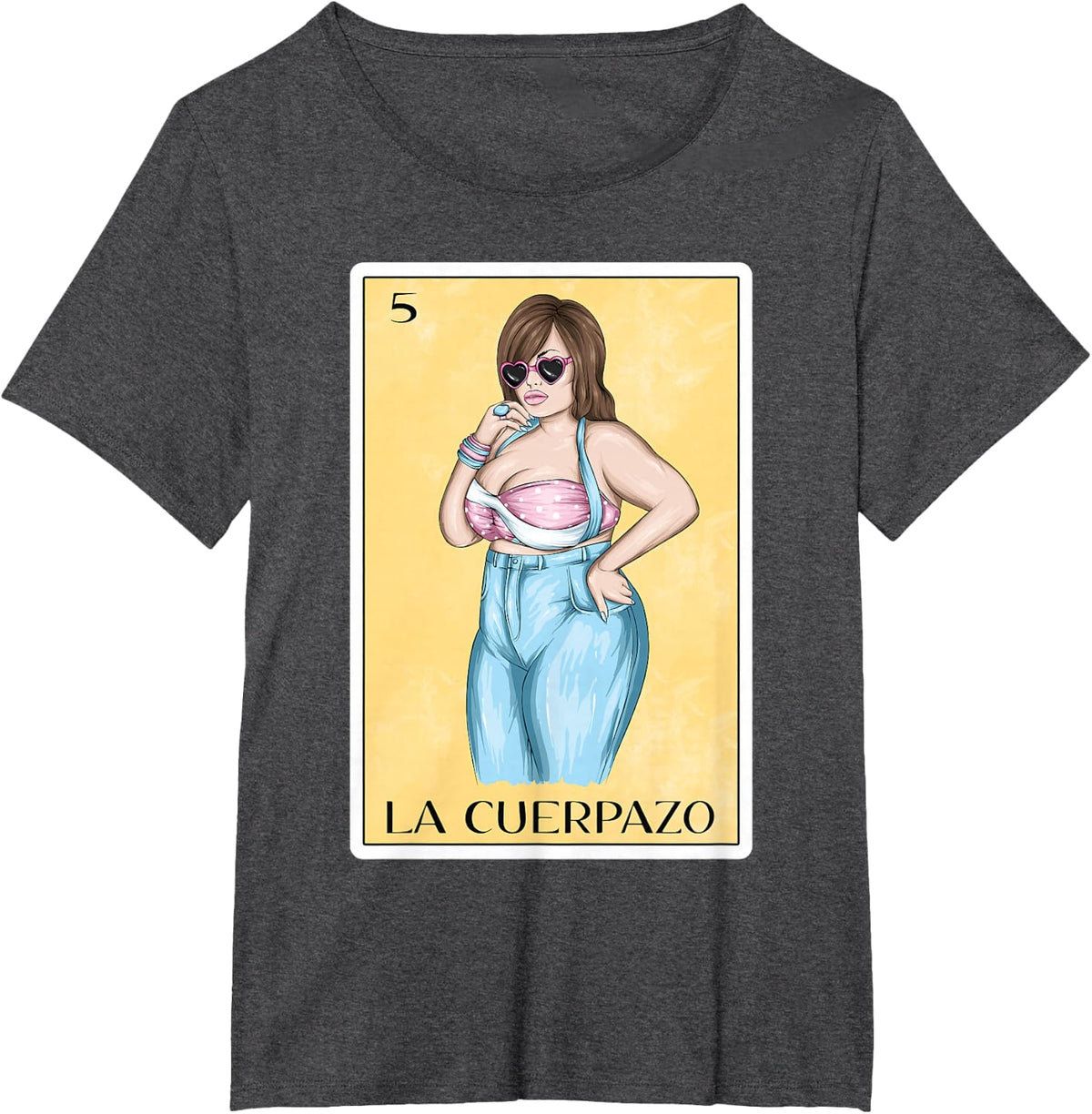 Funny Spanish-Mexican Bingo Gift for Big Girls - La Cuerpazo T-Shirt - Dark Heather Grey