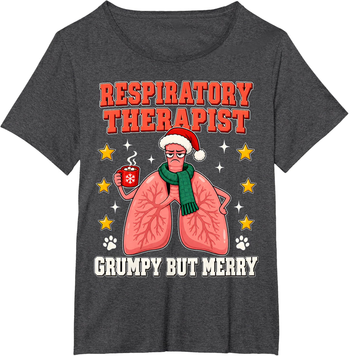 Grumpy But Merry Respiratory Therapist Christmas Shirt T-Shirt - Dark Heather Grey