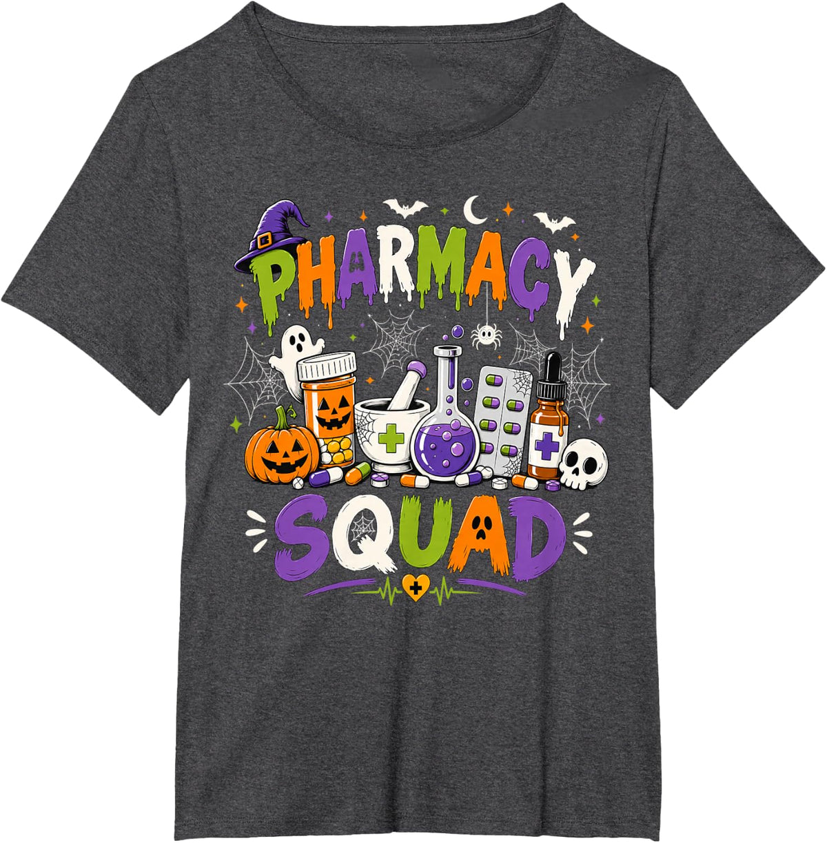 Pharmacy Squad Spooky Halloween Pharmacist Costume T-Shirt - Dark Heather Grey