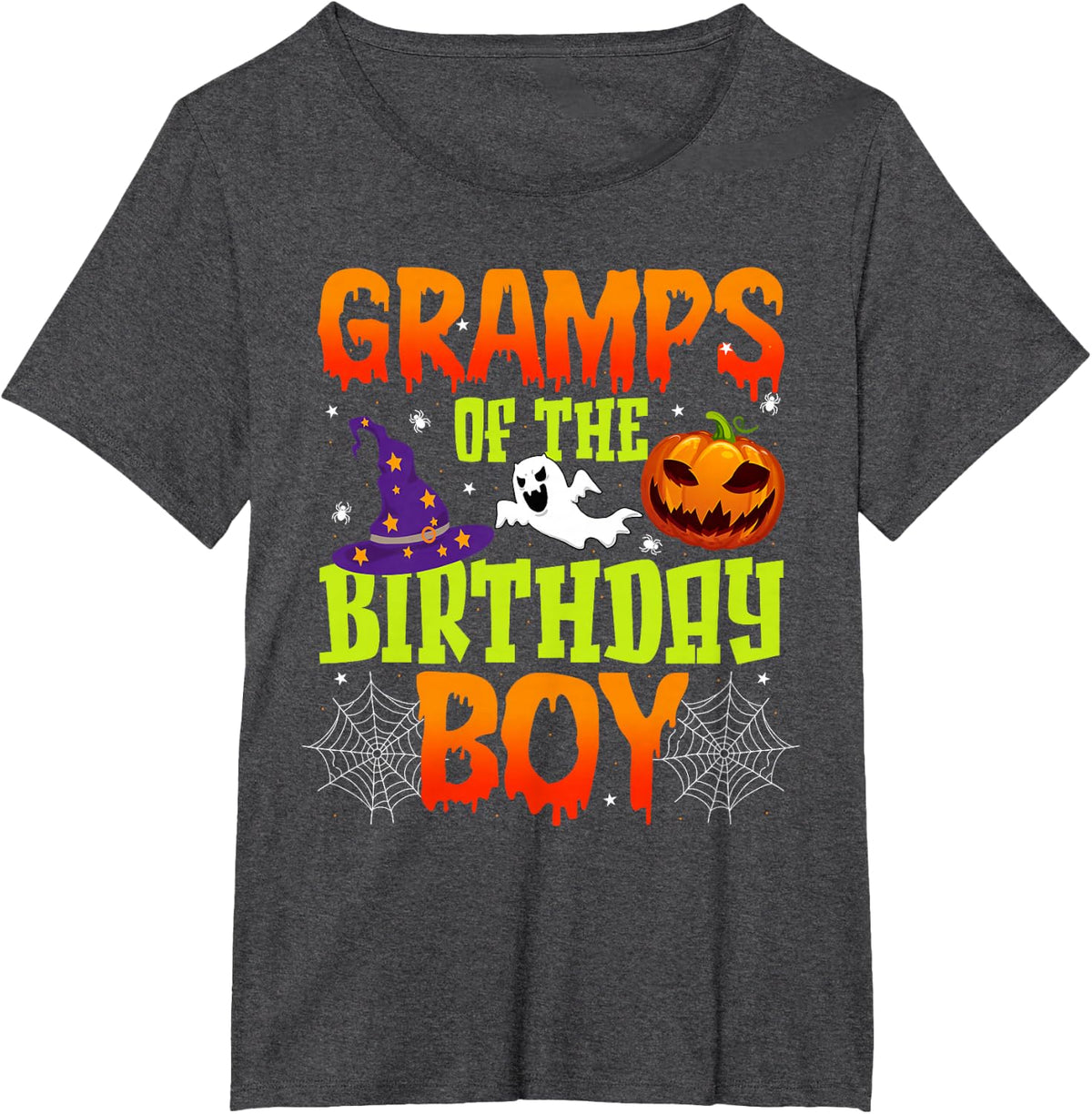 Gramps of The Birthday Boy Halloween 1st Birthday Boy T-Shirt - Dark Heather Grey