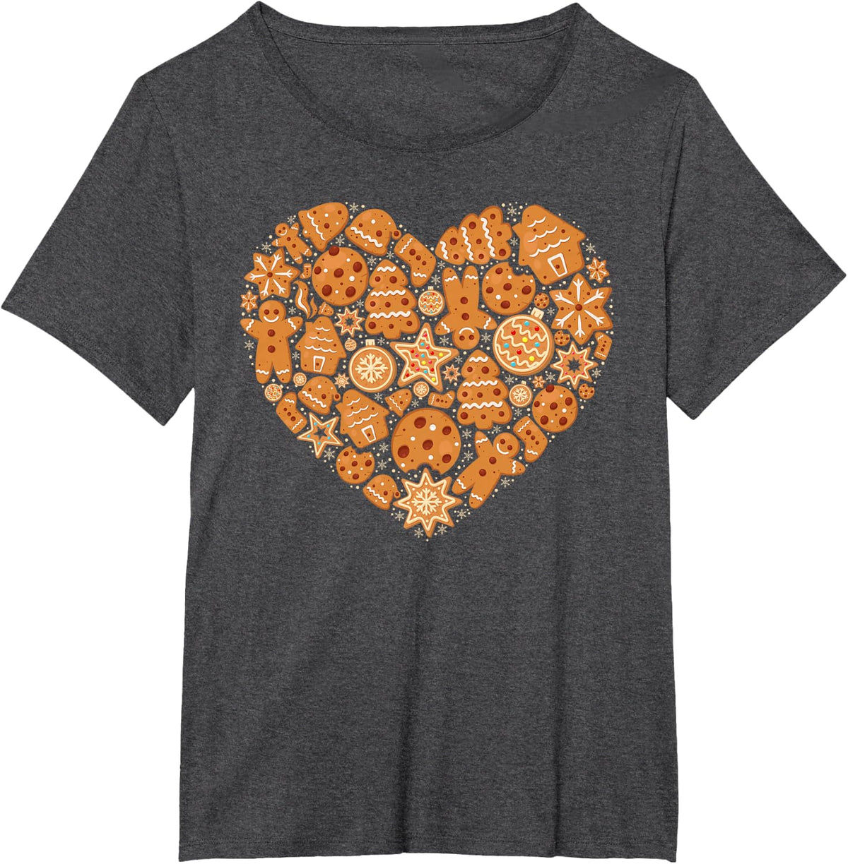 Bake Baking Gingerbread Man Christmas Cookie Heart T-Shirt - Dark Heather Grey