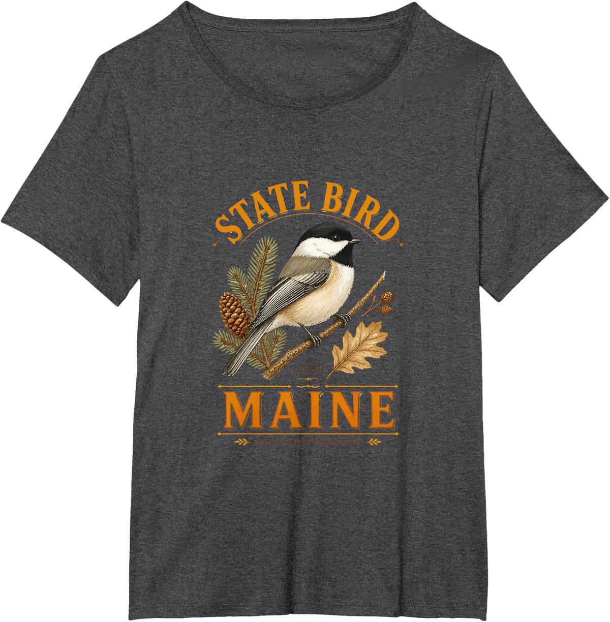 ME Birdwatching Chickadee-Titmouse T-Shirt - Dark Heather Grey
