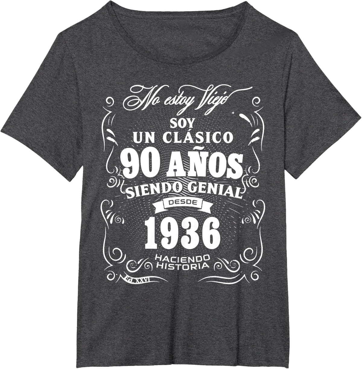 Vintage 90th Birthday Men Funny 1936 90 Birthday Spanish T-Shirt - Dark Heather Grey
