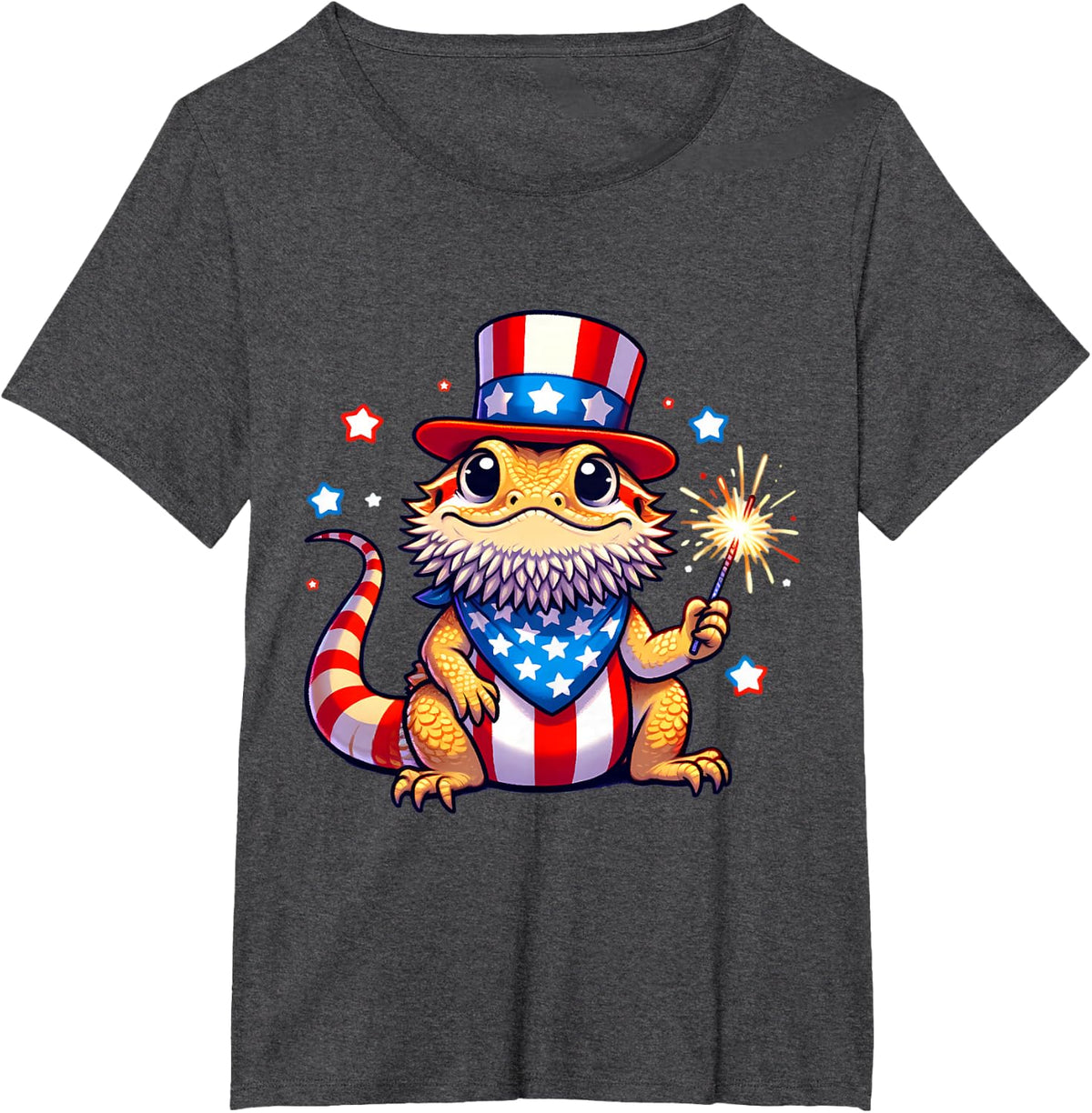 Bearded Dragon 4th of July Independence Day Men Women Kids T-Shirt - Dark Heather Grey