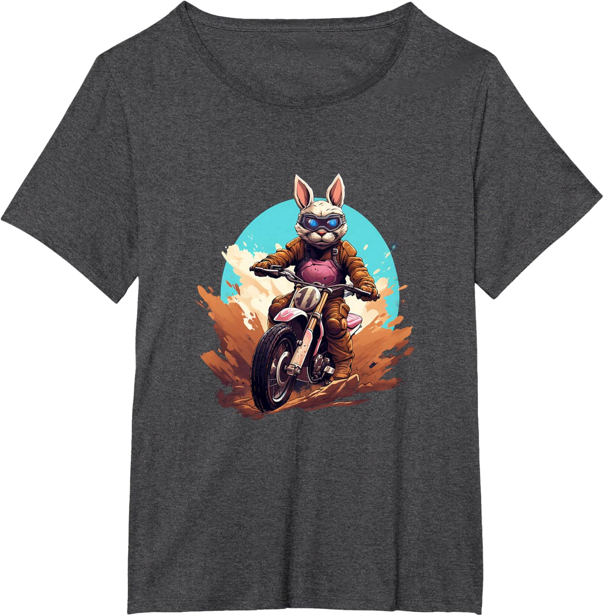Cool dirt bike bunny for Easter and motorcycle lovers T-Shirt - Dark Heather Grey
