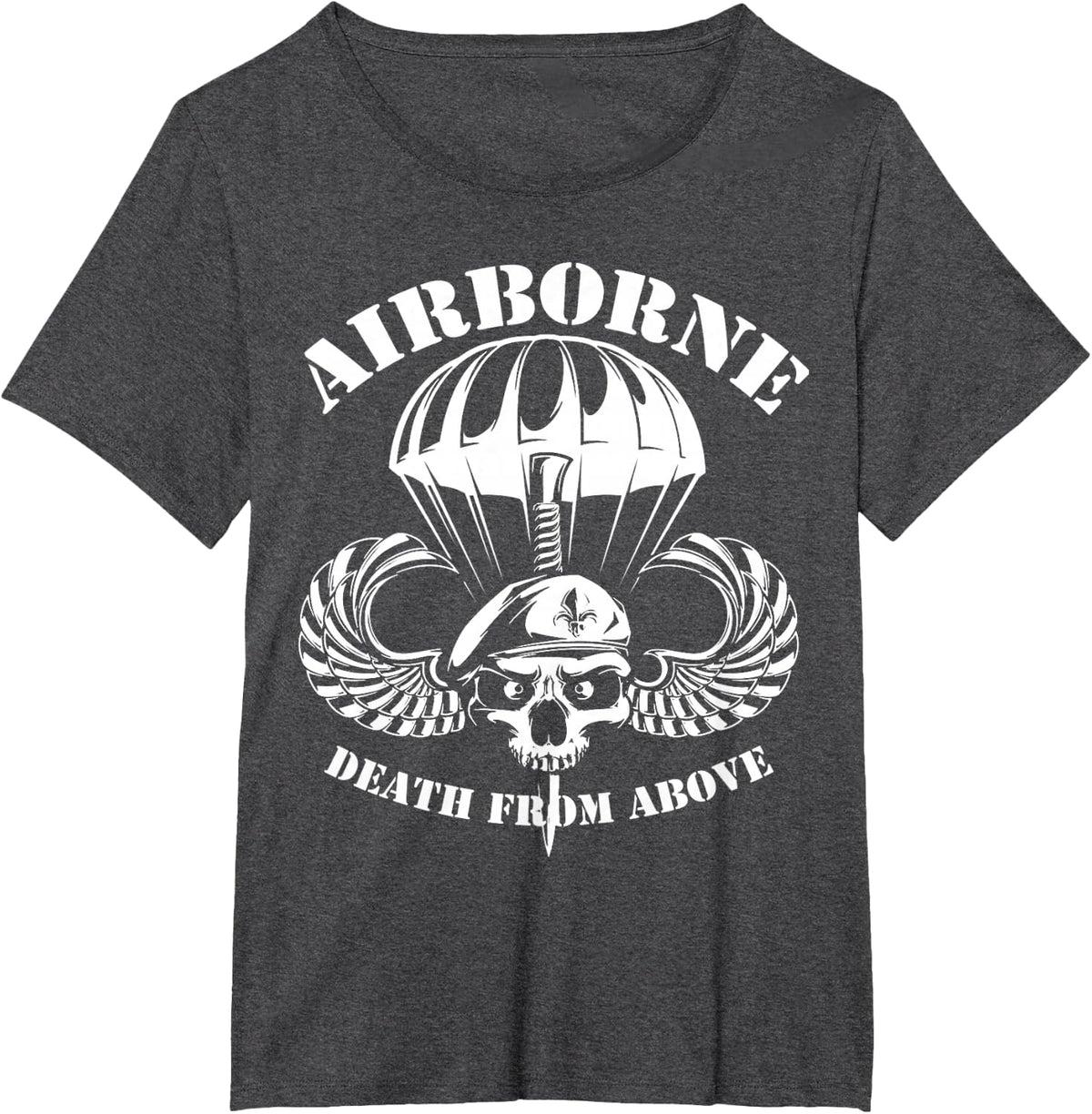 Death From Paratrooper Above US Airborne Division Veteran T-Shirt - Dark Heather Grey