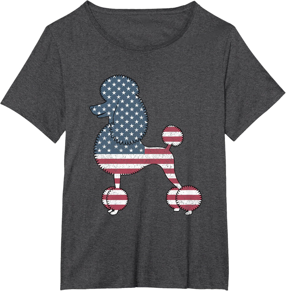 American Flag USA Silhouette Proud Poodle Lover T-Shirt - Dark Heather Grey