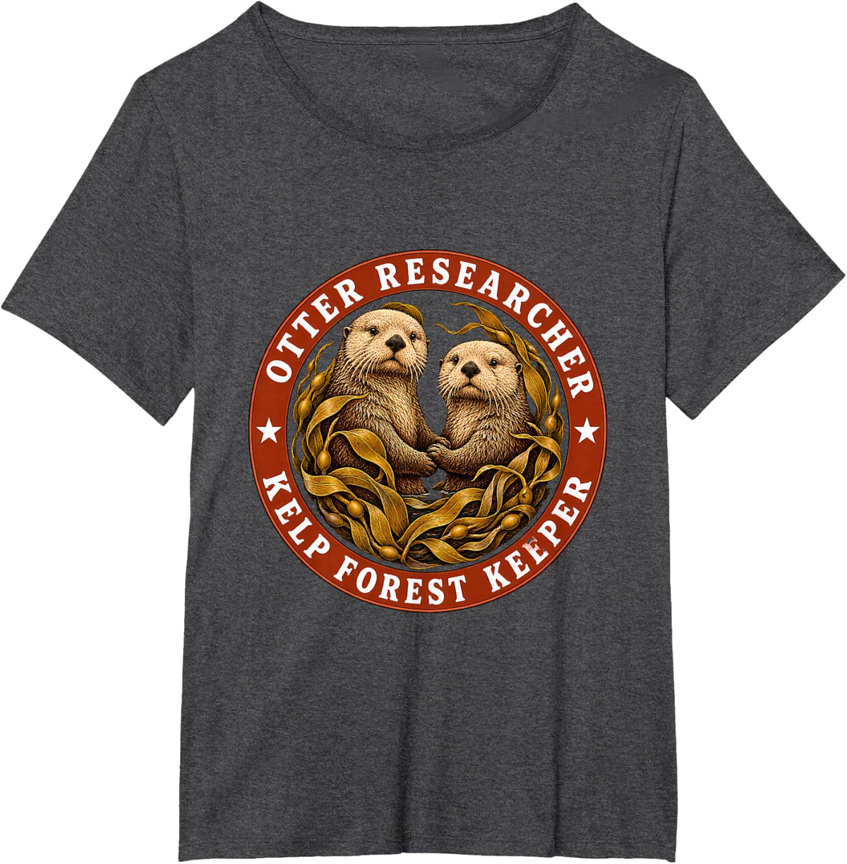 Otter Researcher Kelp Forest Keeper Marine Biologist T-Shirt - Dark Heather Grey