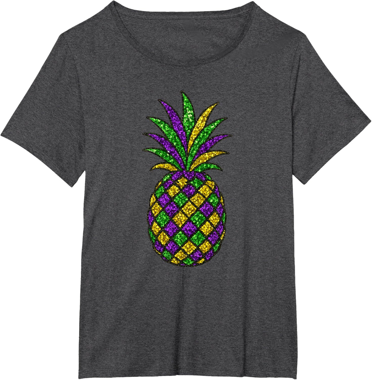 Mardi Gras Pineapple Hawaiian Tropical Party Men Women Kids T-Shirt - Dark Heather Grey