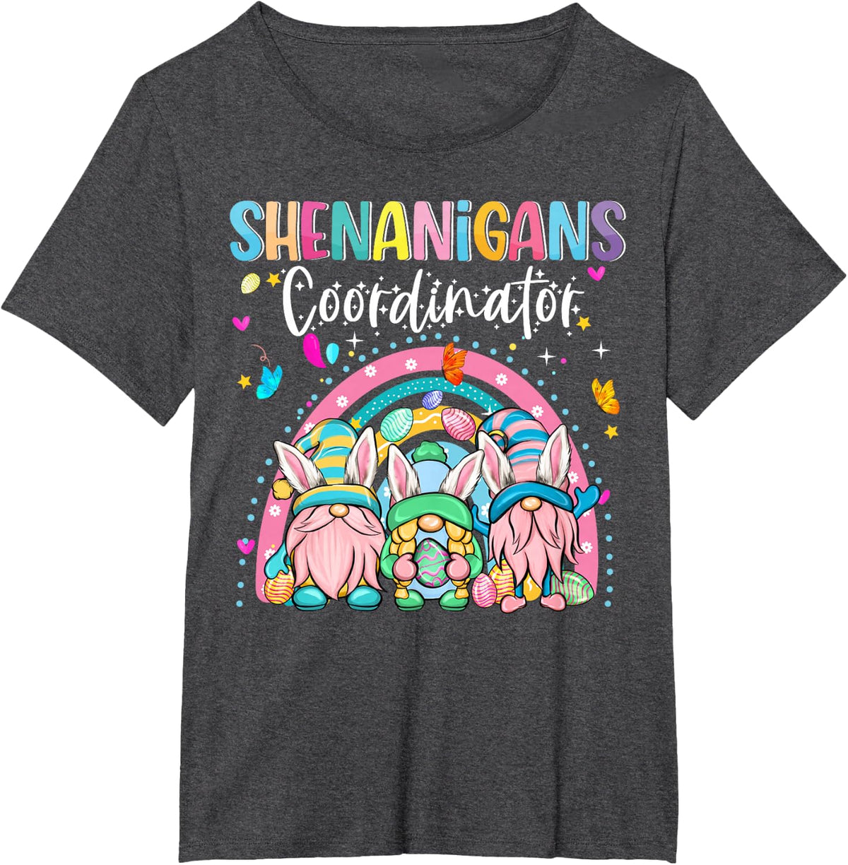 Easter Bunny Easter Day Shenanigans Coordinator Gnome Rabbit T-Shirt - Dark Heather Grey