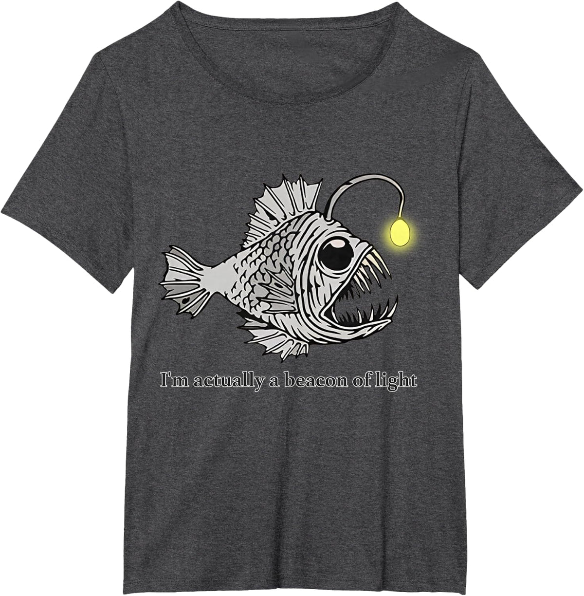 Funny Anglerfish Deep Sea Humor T-Shirt - Dark Heather Grey