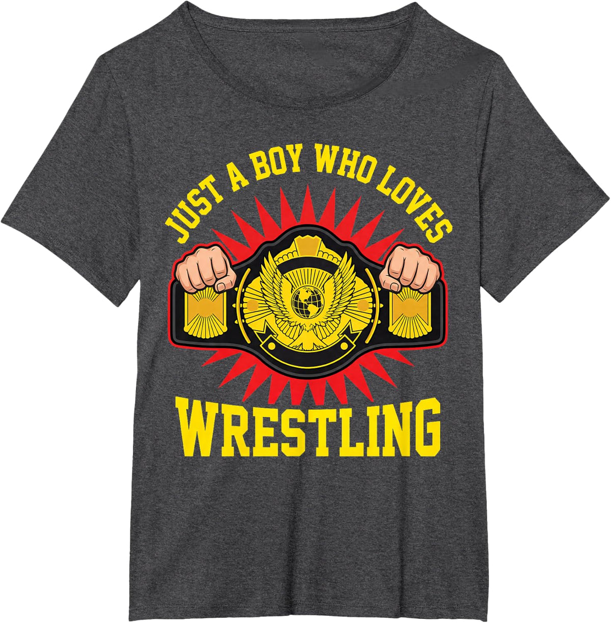Just A Boy Who Loves Wrestling T-Shirt - Dark Heather Grey