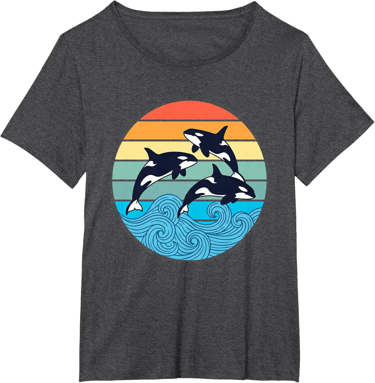 Orca Killer Whale Sunset T-Shirt - Dark Heather Grey