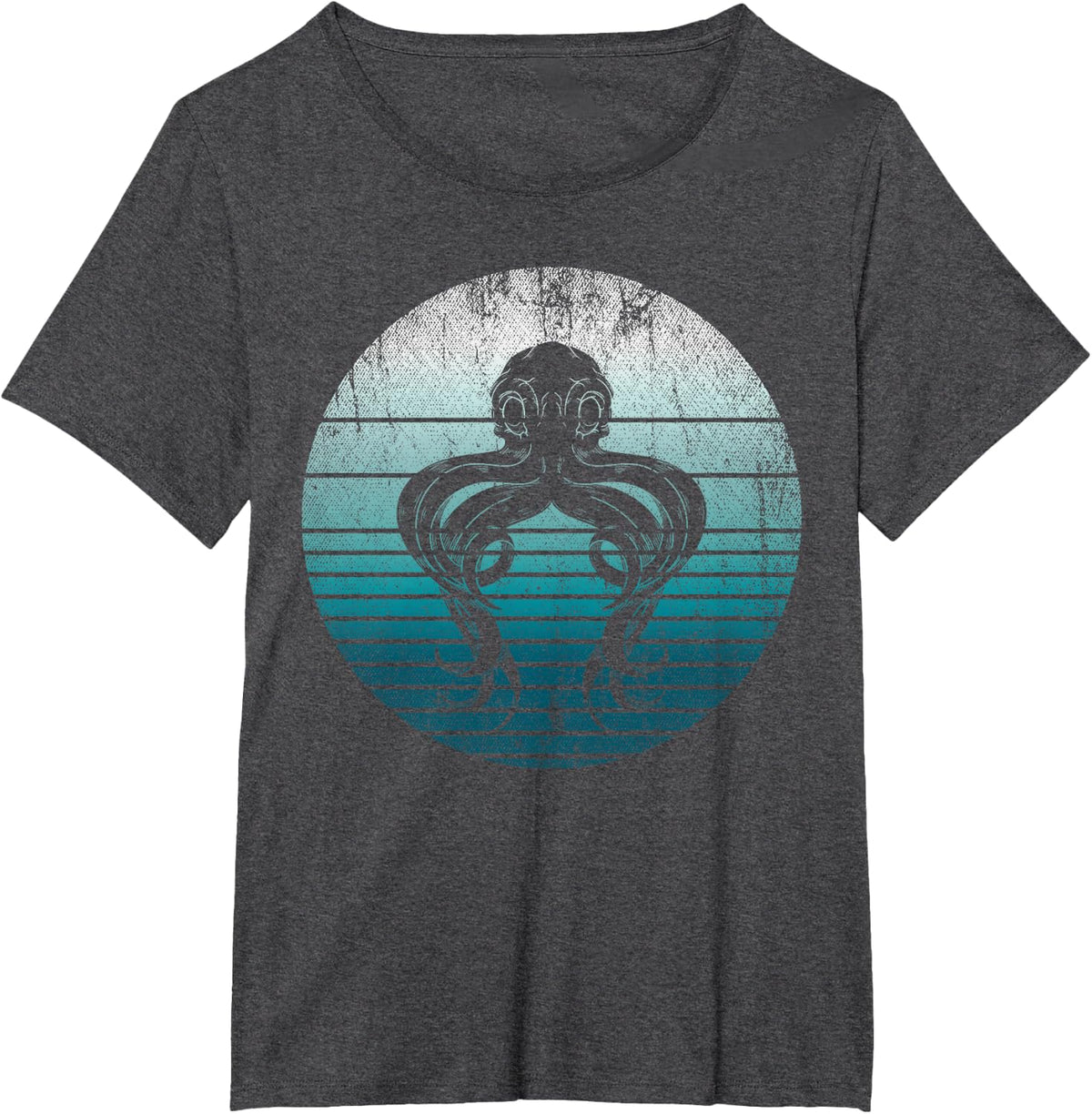 Retro Kraken Octopus T-Shirt - Dark Heather Grey