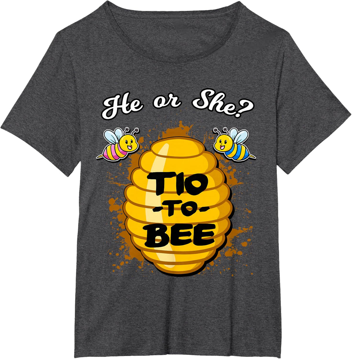 He Or She Tio To Bee Gender Reveal Announcement Baby Shower T-Shirt - Dark Heather Grey