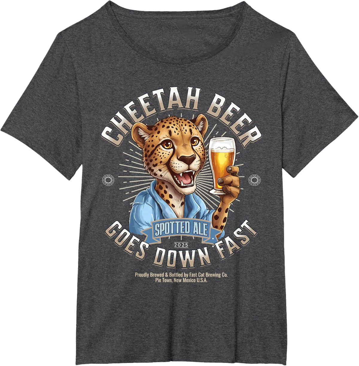 Cheetah Spotted Ale Funny Craft Beer Label Jungle Cat Cute T-Shirt - Dark Heather Grey