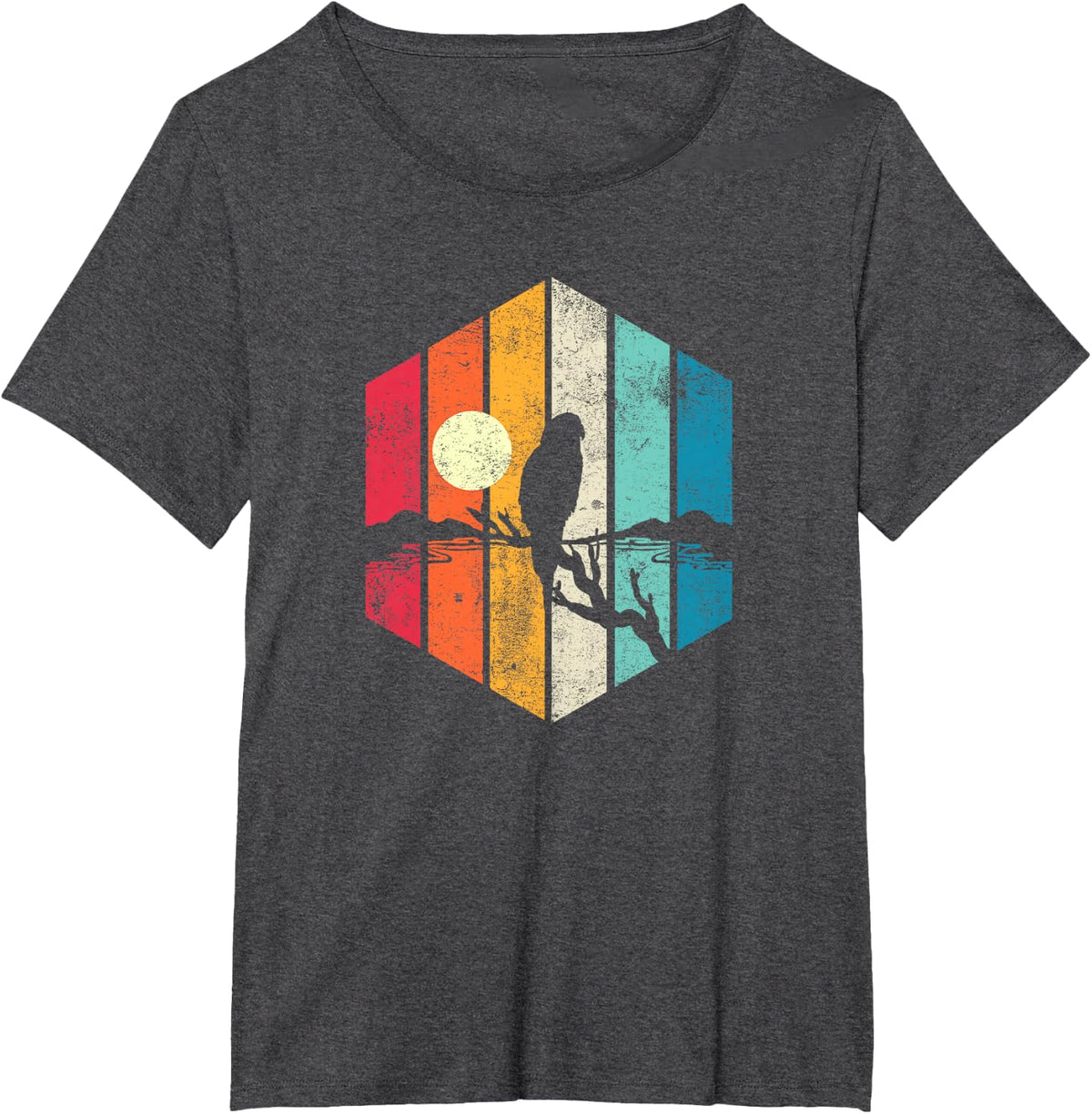 Sunset Budgerigar Retro Budgie Parakeet Pet Bird Lover Gift T-Shirt - Dark Heather Grey