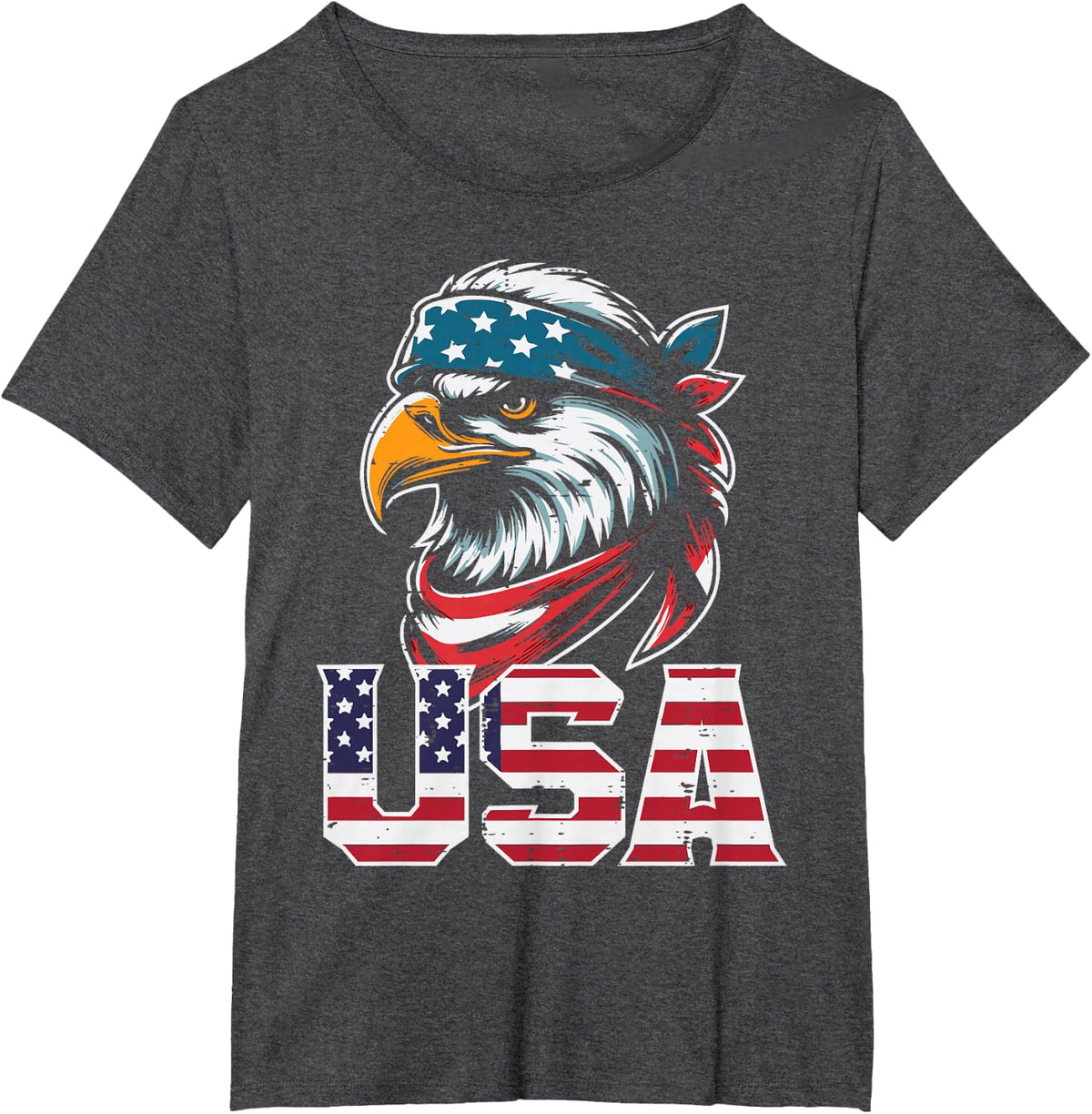American Eagle USA Flag Bandana 4th Of July Men Women Kids T-Shirt - Dark Heather Grey