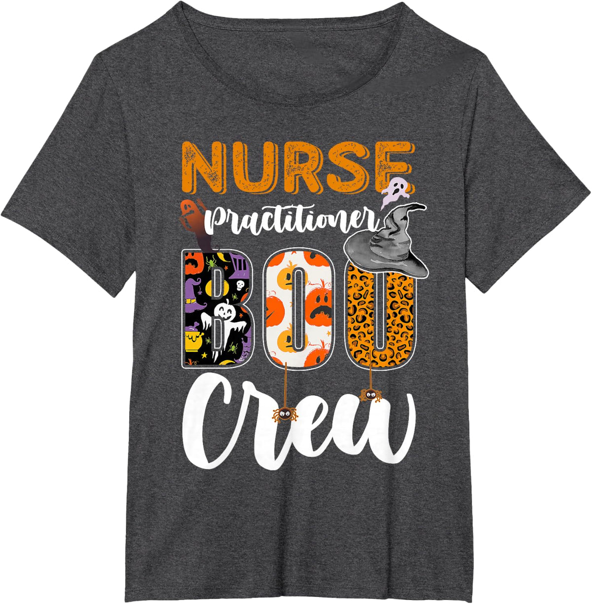 Nurse Practitioner Boo Crew Halloween Costume Matching T-Shirt - Dark Heather Grey