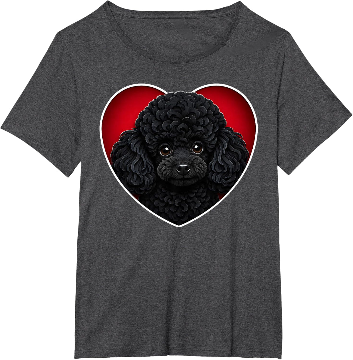 Black Toy Poodle Heart T-Shirt - Dark Heather Grey