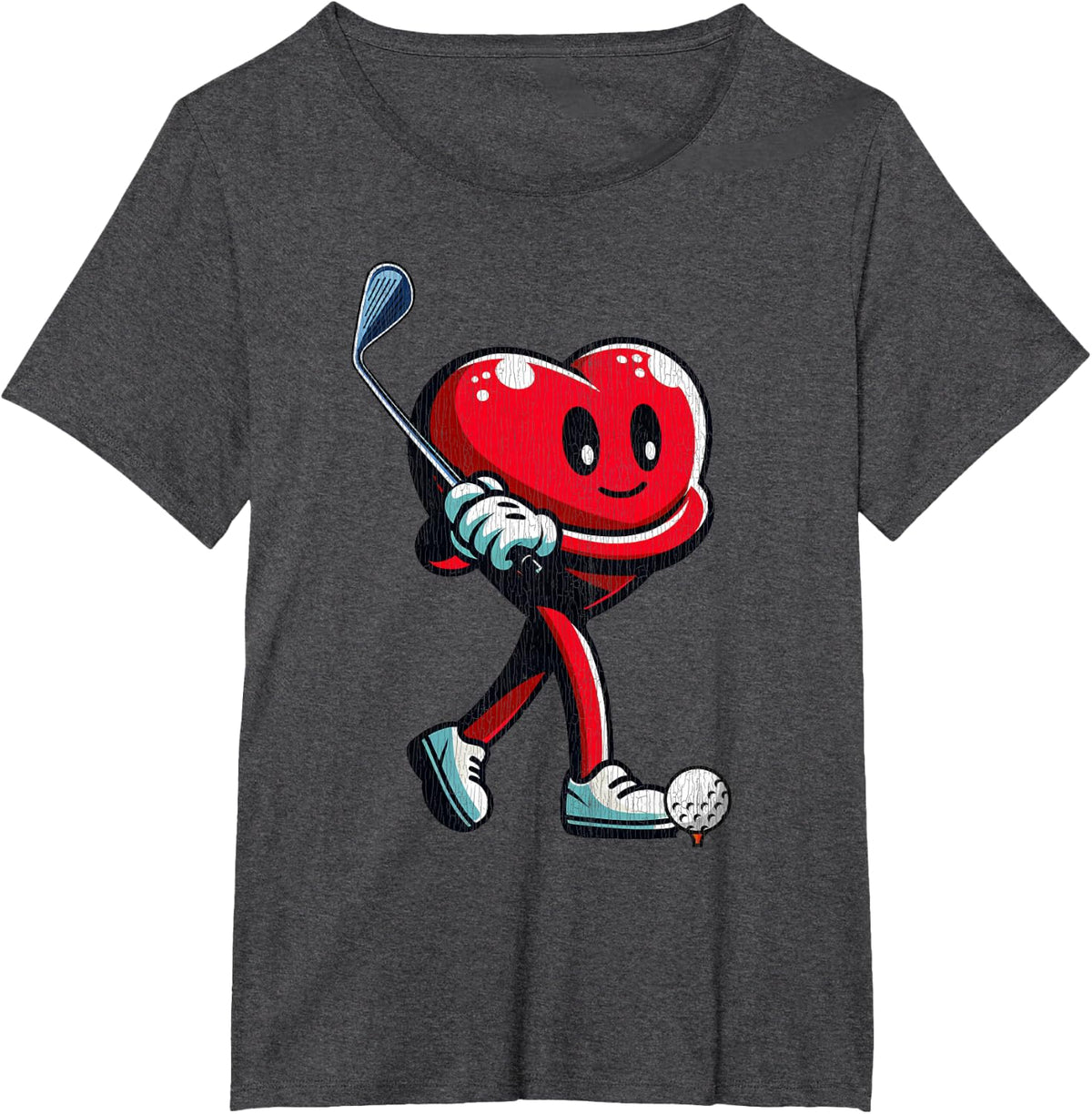 Golf Valentines Hearts Day Funny Lover Men Women T-Shirt - Dark Heather Grey