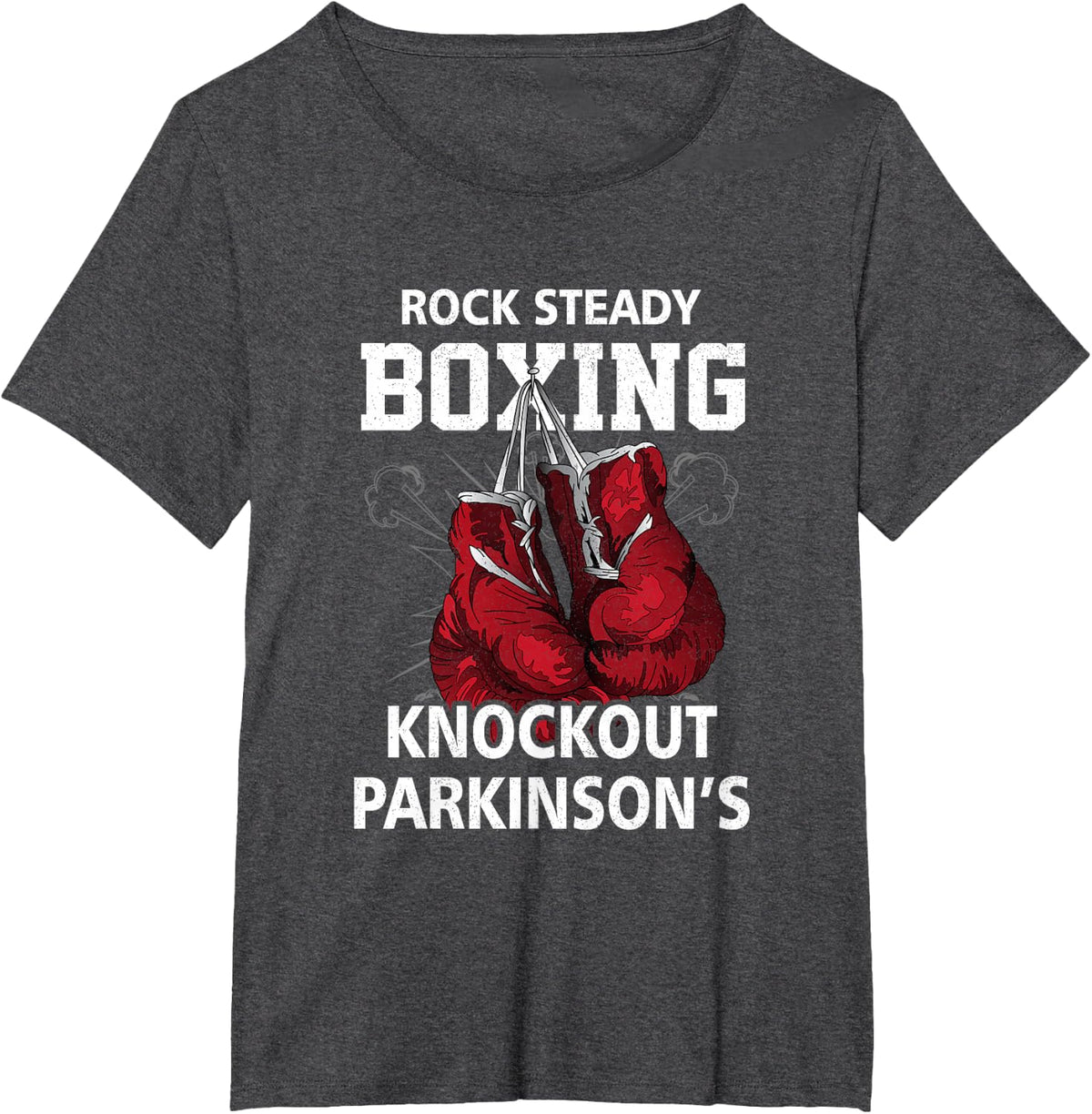 Vintage Boxing Gloves Rock Steadys Boxing Knockout Parkinson T-Shirt - Dark Heather Grey