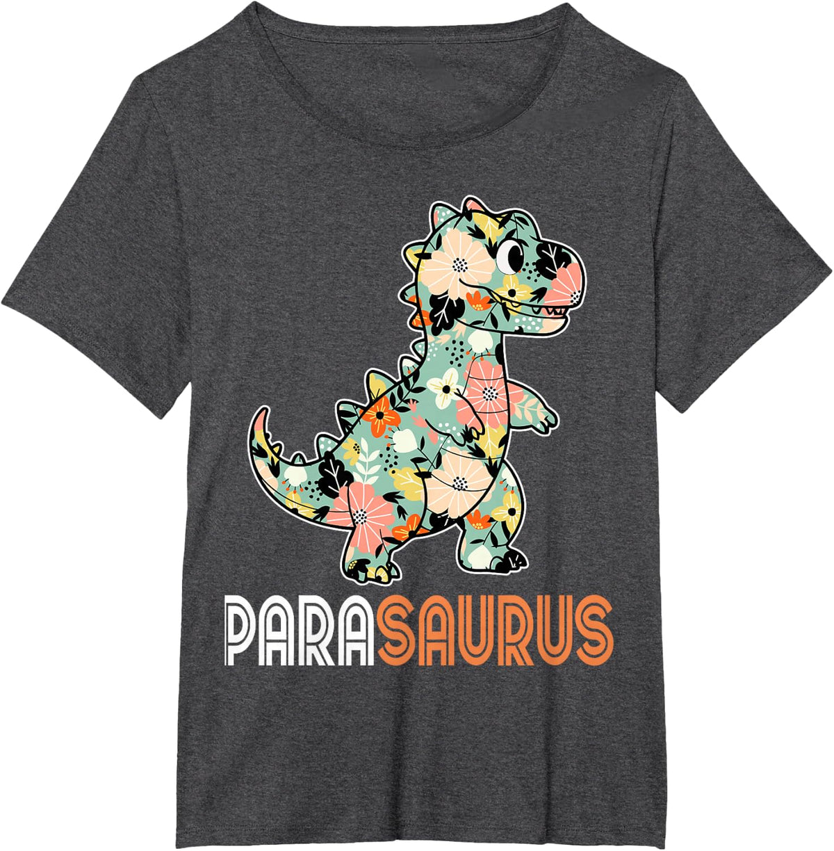 Parasaurus - Dinosaur Pun Paraprofessional Teacher T-Shirt - Dark Heather Grey