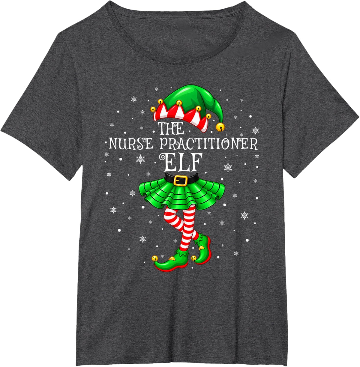 Nurse Practitioner Elf Christmas Matching Pajamas Elf Squad T-Shirt - Dark Heather Grey