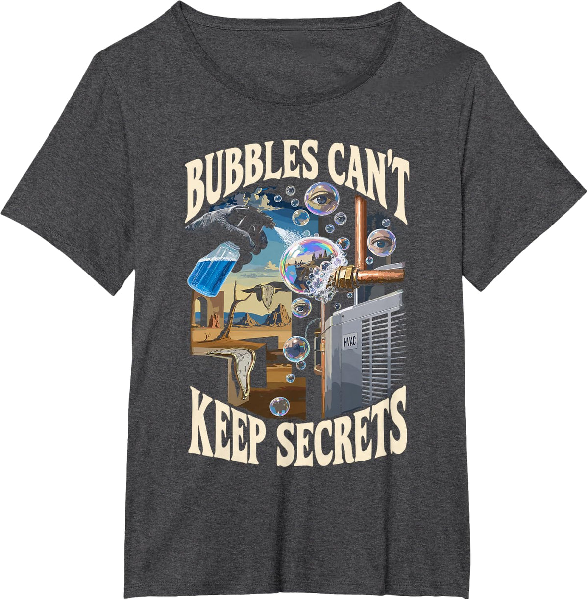 Funny HVAC Tech HVAC Technician Leak Bubbles T-Shirt - Dark Heather Grey