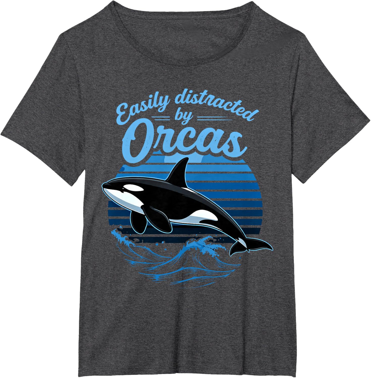Easily Distracted By Orcas Orca Killer Whale T-Shirt - Dark Heather Grey