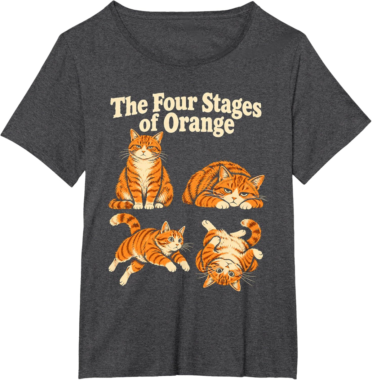 Ginger Cat Moods Vintage Orange Tabby T-Shirt - Dark Heather Grey