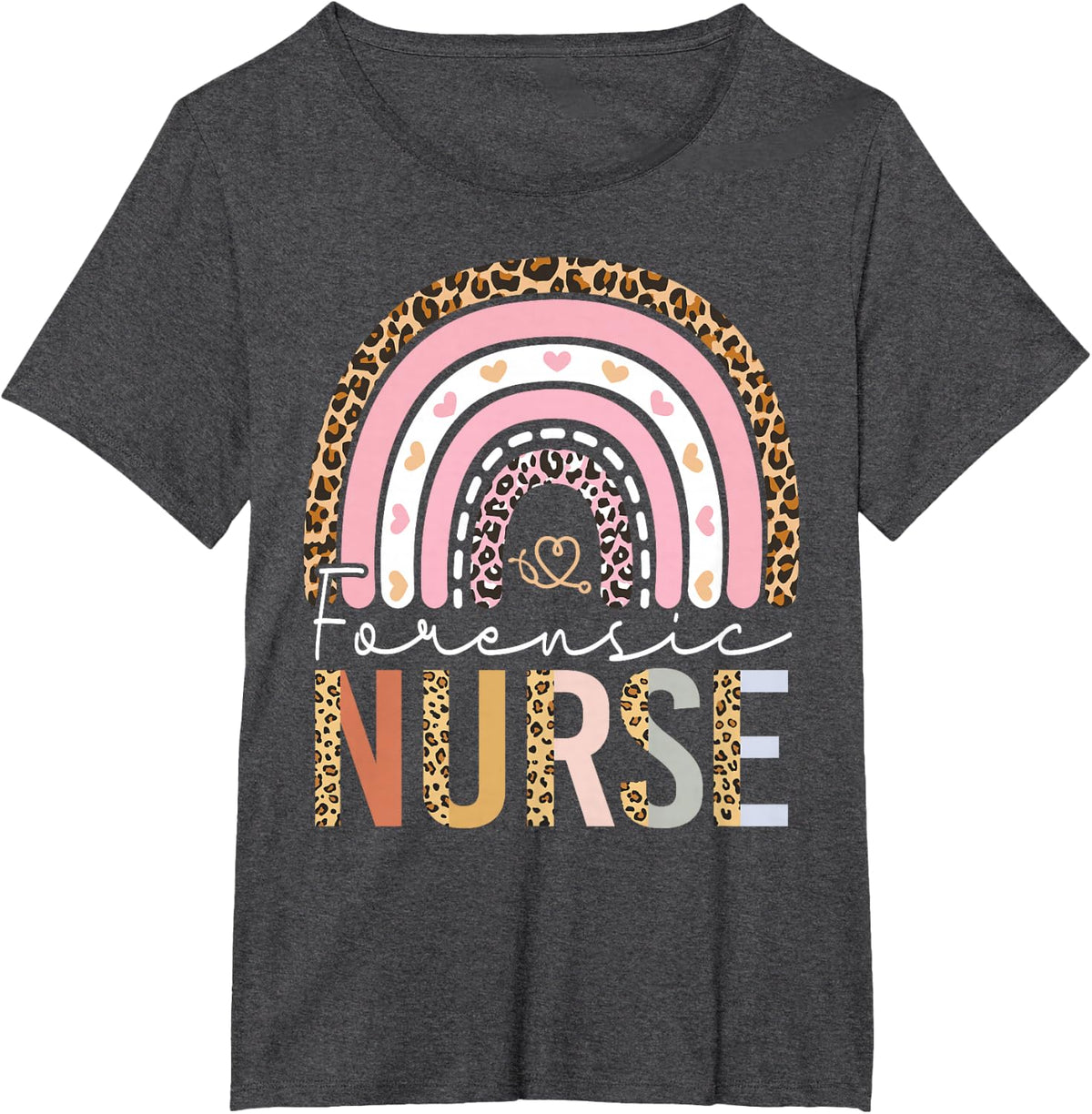 Forensic Nursing Leopard Cute Forensic Nurse Women T-Shirt - Dark Heather Grey