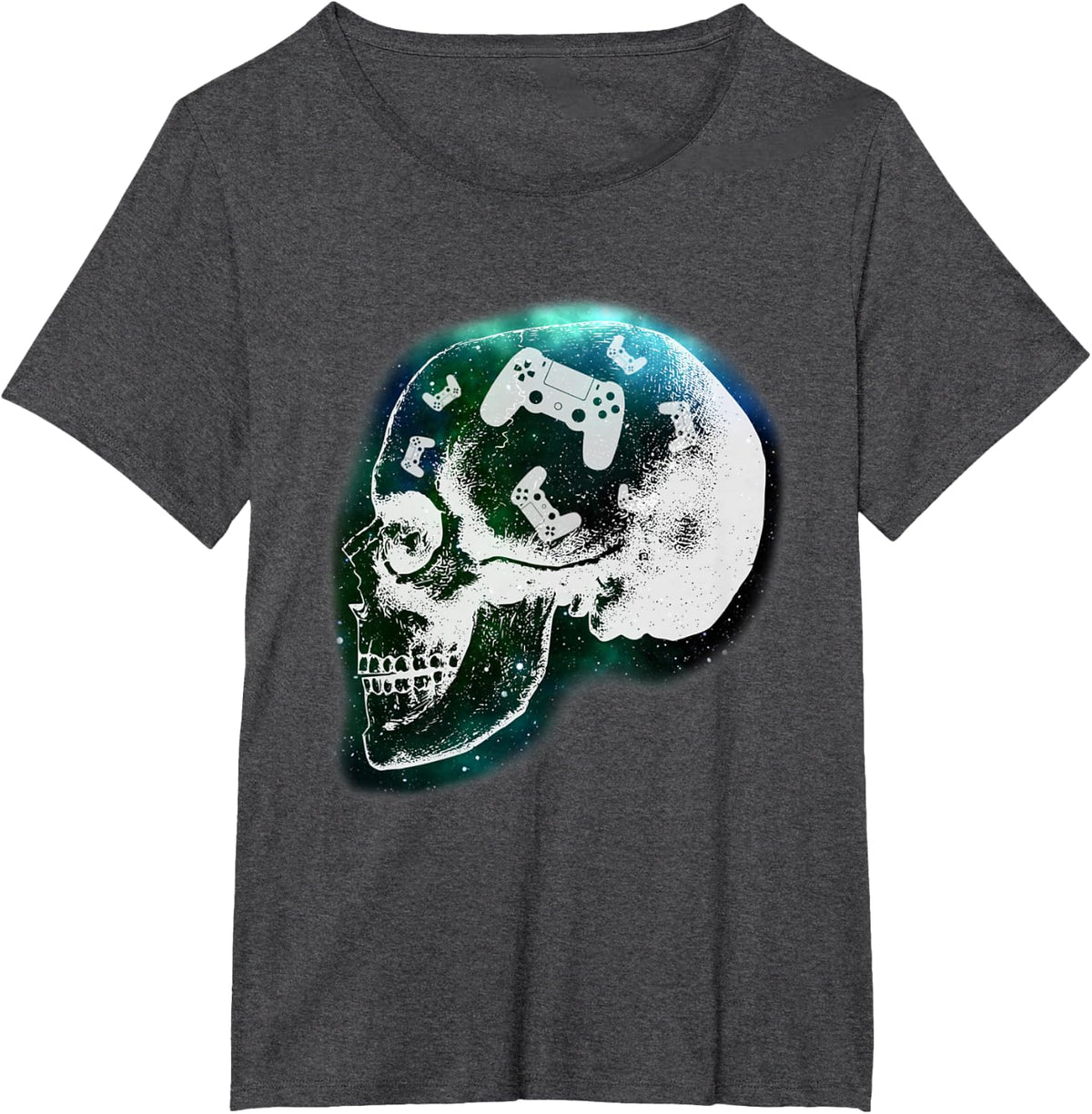 Mind Controller Skull Gaming Gamer Mens Boys Teens T-Shirt - Dark Heather Grey