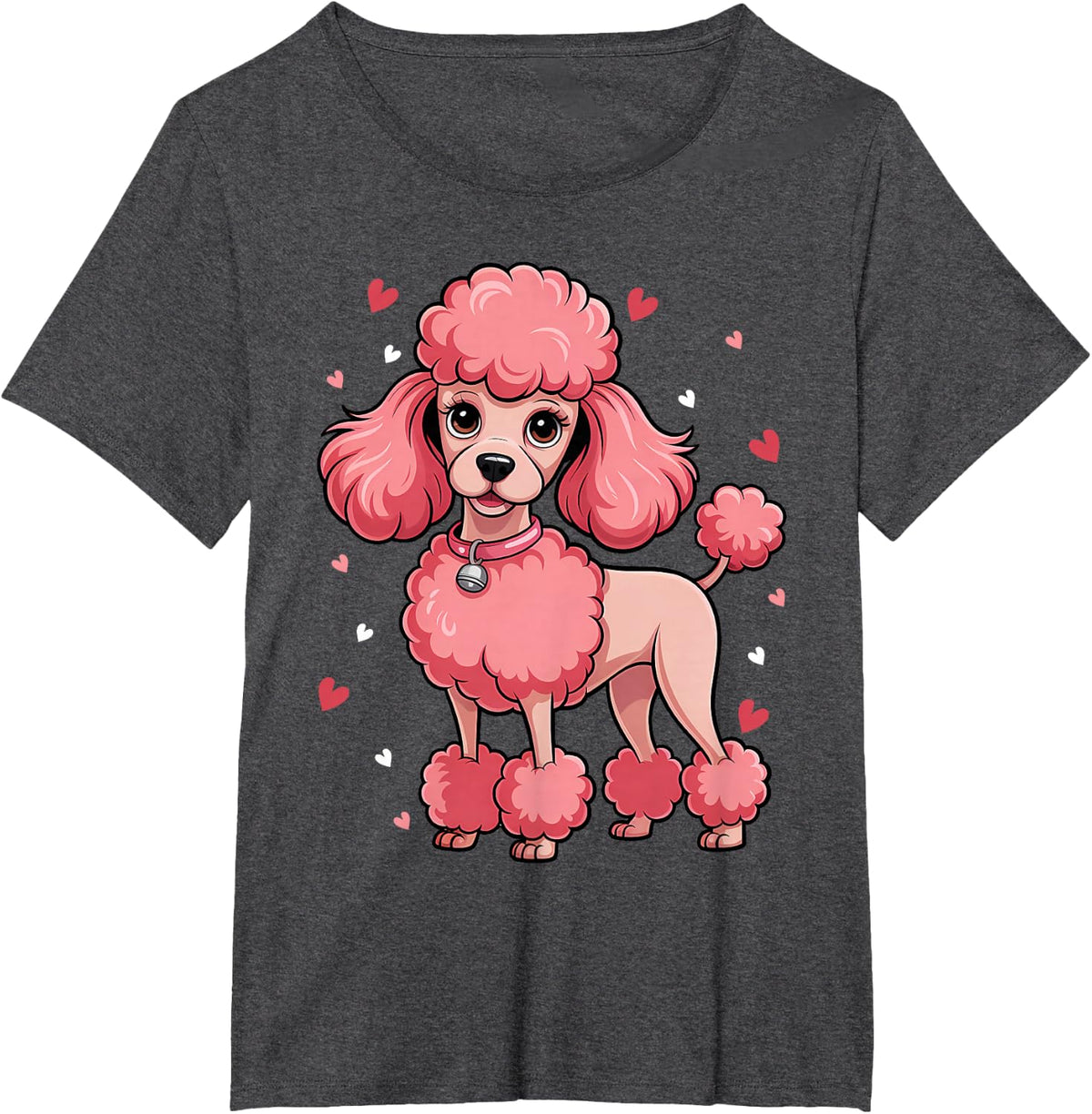 Fancy Pink Poodle T-Shirt - Dark Heather Grey