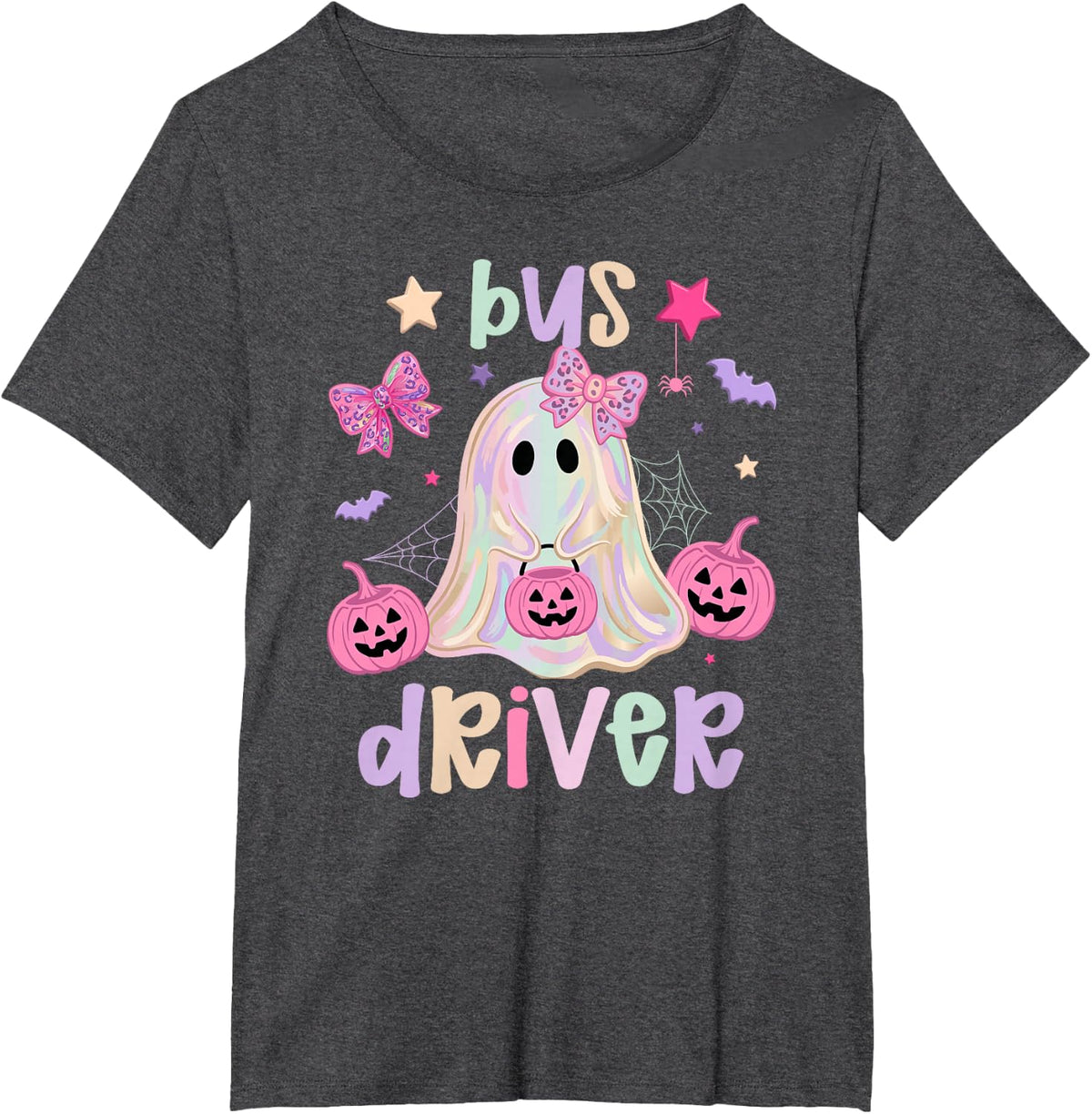 Spooky Bus Driver Halloween Bus Driving Coquette T-Shirt - Dark Heather Grey